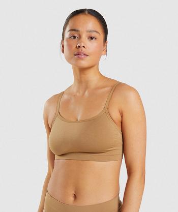 Dámské Bralette Gymshark Seamless Scoop Neck Světle Hnědé | CZ 3167FDN